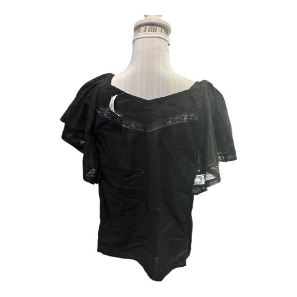 Old Navy Black Eyelet Blouse Size S Tall NWT - Picture 2 of 3